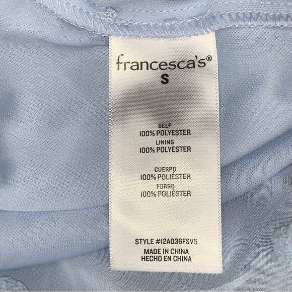 Audrey Parks+Francesca's NWT Blouse Sheer Long Sleeve Light Blue Pullover Size S - Picture 11 of 12